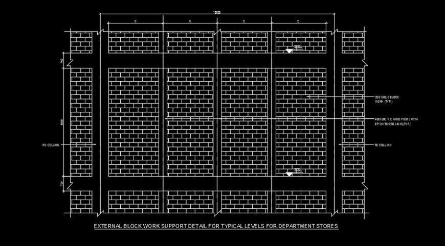  Brick wall elevation detail drawing